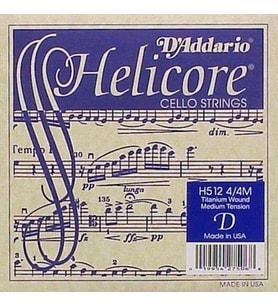 D'Addario H512 Helicore Tek Çello Re (D) Teli (4/4) Titanyum Sarım ile Net Tını Çok Lifli Çelik Öz ve Hızlı Yay Tepkisi