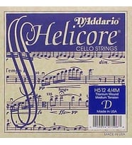 D'Addario H512 Helicore Tek Çello Re (D) Teli (4/4) Titanyum Sarım ile Net Tını Çok Lifli Çelik Öz ve Hızlı Yay Tepkisi