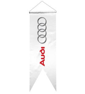 Audi Logolu Kırlangıç Bayrak 100x300 cm 1.Sınıf Saten Kumaş