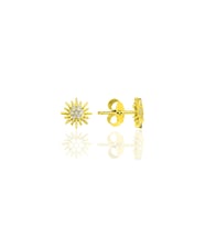 Gümüş altın yaldızlı zirkon taşlı  güneş küpe SGTL12333GOLD