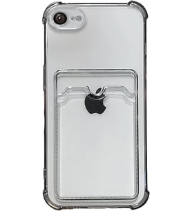 Teknomoda Apple iPhone 16e Kılıf Kartlıklı Anti Şok Korumalı Şeffaf Silikon Füme Koyu Şeffaf 16E (Füme-Siyah)