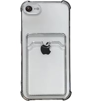 Teknomoda Apple iPhone 16e Kılıf Kartlıklı Anti Şok Korumalı Şeffaf Silikon Füme Koyu Şeffaf 16E (Füme-Siyah)