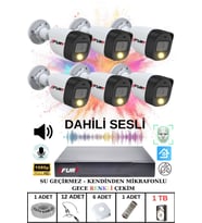 FURY 6 lı Sesli Gece Renkli Görüş Güvenlik Kamerası Su Geçirmez Güvenlik Kamerası Seti 1TB
