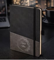 BK Gift Kişiye Özel Siyah Termo Deri Defter -9, Kartvizit Bölmeli, Çizgili Ivory Kağıt