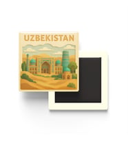 Özbekistan - Uzbekistan - Paper Cut Art - Baskılı Buzdolap Magneti Kare - 9x9 cm