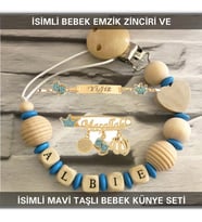 Sahi Aksesuar İsimli Bebek Emzik Zinciri ve İsimli Bebek Künye Seti BEZYI779