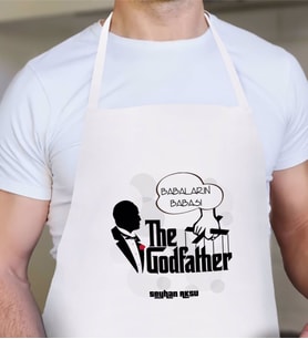 BK Gift Kişiye Özel Babaların Babası Tasarımlı Beyaz Mutfak Önlüğü-3