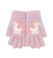 Petityu Pembe Örme Unicorn Eldiven 6-12 Yaş