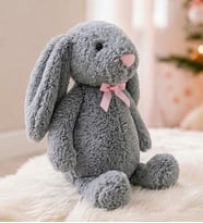 Uyku Arkadaşım PAPYONLU Uzun Kulak Bunny Peluş Tavşan 65 cm (Gri)