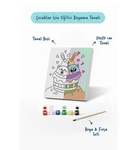 Tatlı Cupcake Boyama Tuvali – Şövalesiz Boya Seti 20x20