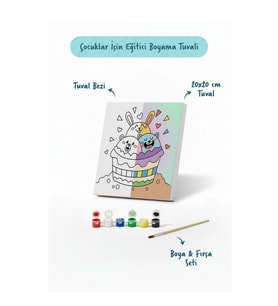 Tatlı Cupcake Boyama Tuvali – Şövalesiz Boya Seti 20x20