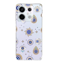 PrintiFy Xiaomi Redmi Note 13 Pro 5G ile Uyumlu Nazar Boncuğu 5  Kamera Korumalı Şeffaf  Kılıf