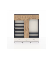 Arges Dolap 18 Raflı 4 Çekmeceli Tek Askılı 220x30x243 Antrasit-Çam/Aytaşı