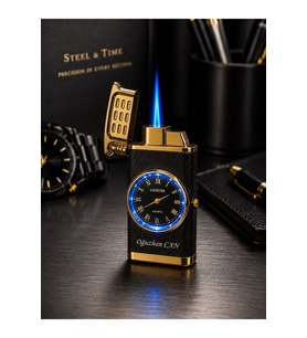İsime Kişiye Özel Premium Saat Tasarım Jet Alevli Metal Çakmak Özel Prestij Hediye Dolu Gönderim G-F