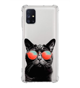 PrintiFy Samsung Galaxy M51 Uyumlu Kedi 3 Baskılı Şeffaf Köşe Korumalı Antişok Kılıf