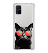 PrintiFy Samsung Galaxy M51 Uyumlu Kedi 3 Baskılı Şeffaf Köşe Korumalı Antişok Kılıf