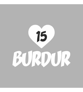 Kalpli 15 Burdur Araba Sticker siyah 20x15 CM (Beyaz)
