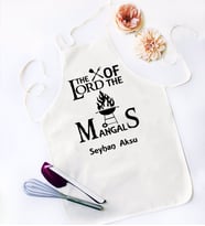 BK Gift Kişiye Özel Lord of The Mangals Tasarımlı Beyaz Mutfak Önlüğü-1