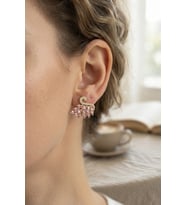 Mey İthalat® Pembe Zirkon Taşlı Swan Kuğu Model Kadın Küpe