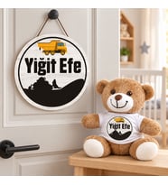 Kişiye Özel Bebek Kapı Süsü (Peluş Ayıcık Hediyeli) – Baby Shower / Hastane Odası