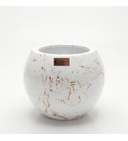 LUNAPOT Nova Mermer Desenli El Yapımı Fiberglas Küre Saksı Small 30 Litre Marin Kompozit Gizli Drenajlı