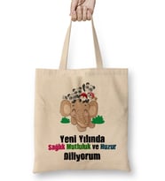 Yeni Yıl Hediyesi Mutlu Yıllar 08 Bez Çanta Uzun Saplı