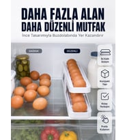 Mey İthalat® Kayar Ray Sistemli Buzdolabı Yumurta Saklama Düzenleyici Organizer