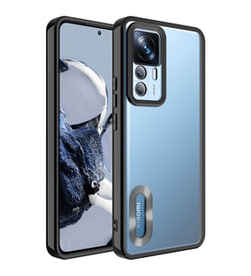 Xiaomi Mi 12T Kılıf Case, Logo Showing Serisi, Şeffaf, Kamera Korumalı, Logo Gösteren Renkli Çizgi Tasarım (Siyah)