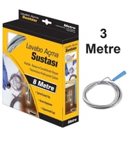 Kupa Lavabo Açma Sustası Gider Açıcı Spiral 3 mt. (Gri)