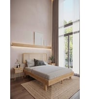 Li̇lyum Model Hazeran Başlıklı Masif Ahşap Karyola ve 2 Adet Komodin Kolay Kurulum Fırınlanmış İthal Sibirya Çamı 160x200 Yatak Uyumlu 2 Adet Komodin