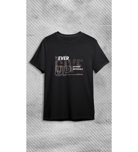Unisex Bisiklet Never Give Up Baskılı Siyah T-shirt