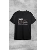 Unisex Bisiklet Never Give Up Baskılı Siyah T-shirt