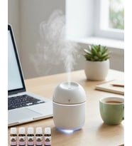 Mini H.a Nemlendirici Usb Bağlantılı Led Işıklı 5 Esans Hediyeli Aromaterapi Difüzörü