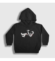 Presmono Unisex Çocuk Siyah Paper Plane Astronaut Space Astronot Uzay Kapüşonlu Sweatshirt 283582tt