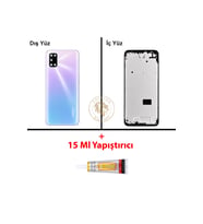 Oppo A92 Mor Uyumlu Lensli Orta Kasa + B7000 Yapıştırıcı Full Kasa Kapak Gövde Housing