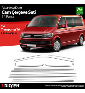 S-Dizayn VW Transporter T6 Kısa Şase Krom Cam Çerçeve Seti 2015-2024 Tek Sürgü