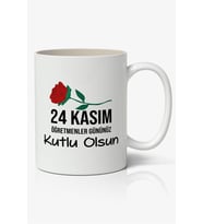 24 Kasım Öğretmenler Günü Temalı Beyaz Kupa Bardak Öğretmene Hediye