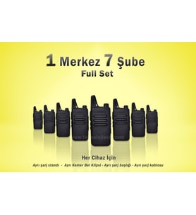 Çaycı Telsizi 1 Merkez 7 Şube Kulaklık Hediyeli Full Set (Siyah)