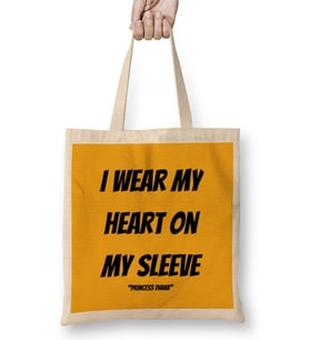 Princess Diana Quotes Art Gift UK Vintage Retro Style Bez Çanta Uzun Saplı
