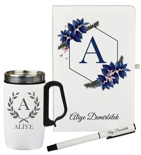 Anneye Hediye Kişiye Özel Şık Tasarım Hediye Defter Kalem Ve Termos Mug Seti
