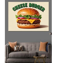 Cheese Burger Görselli Afiş Dekoratif Kanvas - Mdf Ahşap Tablo