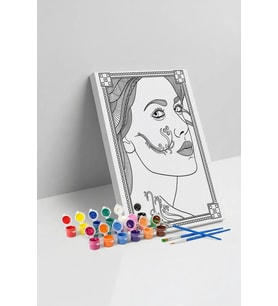 Kadın Yüzü Desenli Mandala Tuval Boyama Seti 40x50 cm