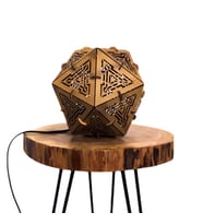 Salon ve Yatak Odası İçin Kartopu Doğal Ahşap Mdf 3D Puzzle Lazer Kesim Abajur  - Masa / Gece Lamba (Ceviz)