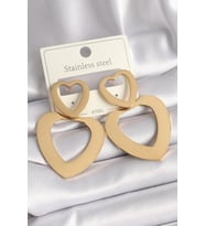 316L Çelik Gold Renk Kalp Model Kadın Küpe - TJ-BKP9714