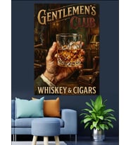 Gentlemen'S Club Viski Ve Puro Dekoratif Kanvas - Mdf Ahşap Tablo