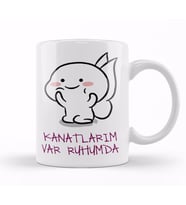 Kanatlarım Var Ruhumda Komik Kupa Bardak Porselen