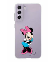 Samsung Galaxy S21 FE Kapak Minnie Mouse Tasarımlı Şeffaf Silikon Kılıf