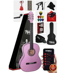 Midex CG-36PU Kaliteli 36 İnç 3/4 Junior Çocuk Gitarı 8-12 Yaş Arası (Çanta Askı Capo Nota Sticker Pena Metod