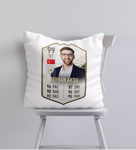 BK Gift Kişiye Özel Futbolcu Kartı Tasarımlı Kırlent Yastık-10