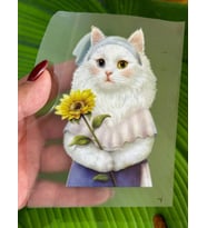 11X7 CM ÜTÜ İLE YAPIŞAN BEYAZ KEDİ TRANSFER BASKI ARMA